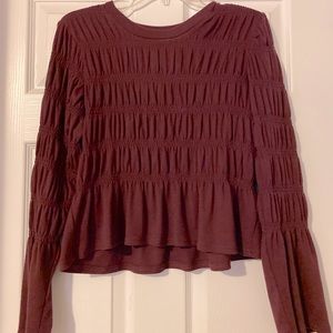 Very j purple ruffle long sleeve top size small slightly cropped